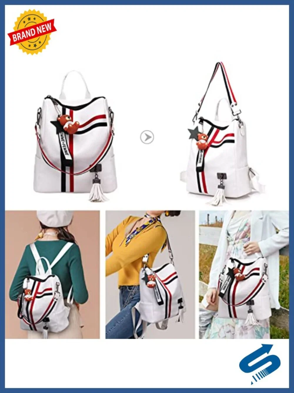 Women PU Leather Backpack Anti-theft Waterproof Daypack Work Travel